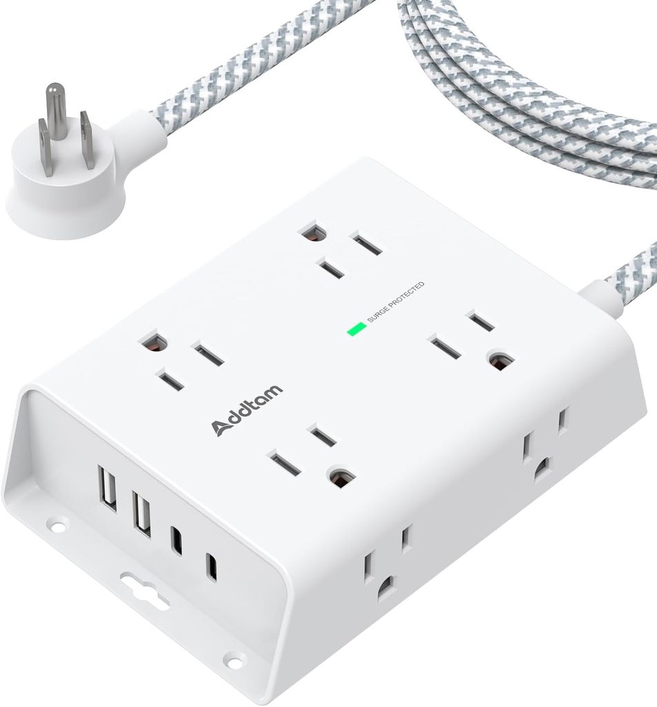 Addtam 3-Side 8 Outlets 4 ports Power Surge Protector